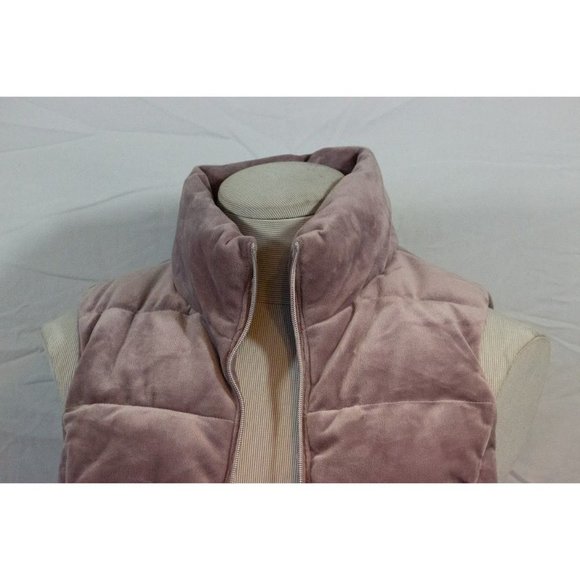 Women's Puffer Velour Vest Color Ash Pink Size Med - Picture 5 of 6